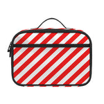 Red And White Candy Cane Striped Print Portable Lunch Bag