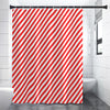 Red And White Candy Cane Striped Print Premium Shower Curtain