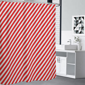 Red And White Candy Cane Striped Print Premium Shower Curtain