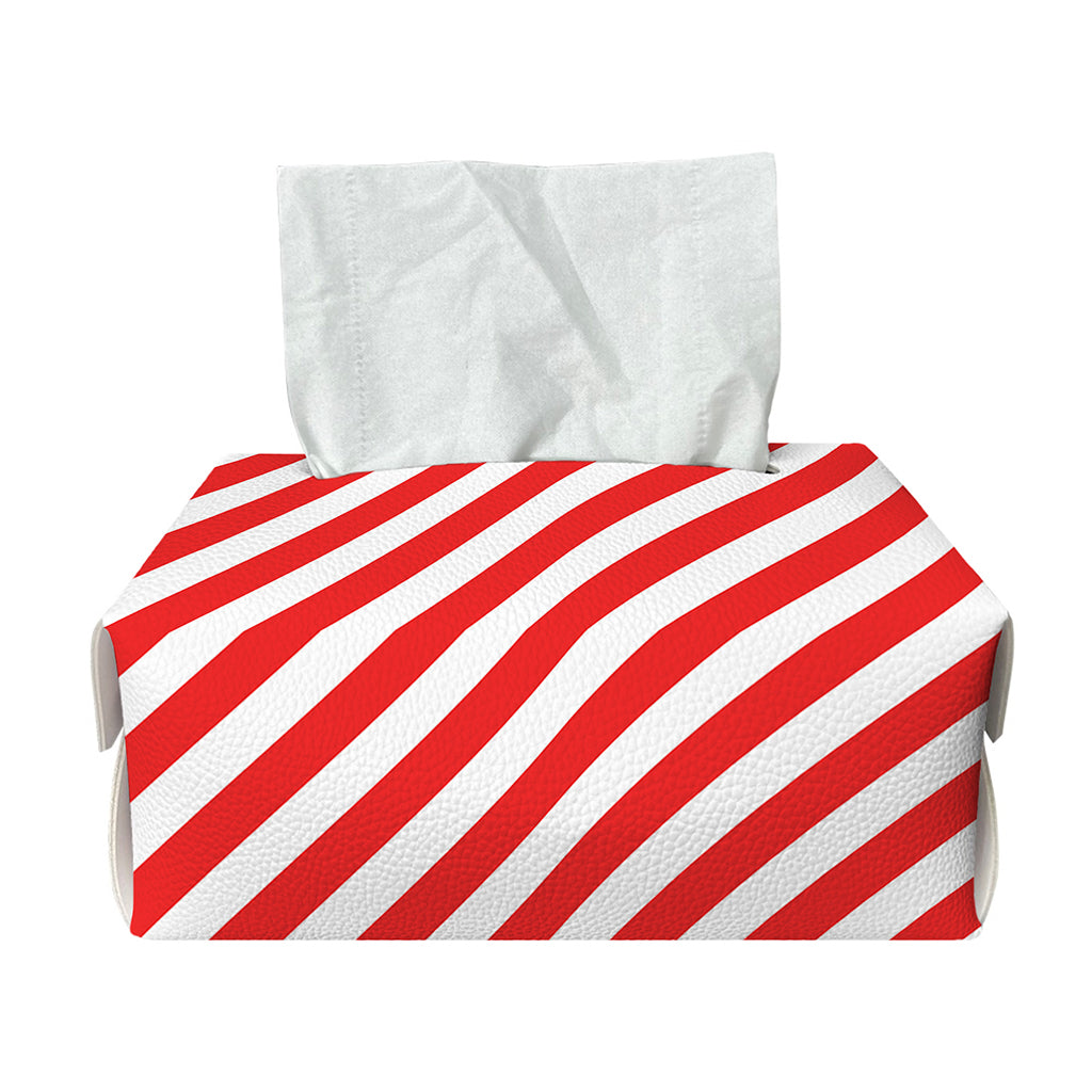 Red And White Candy Cane Striped Print Rectangle Tissue Box Cover