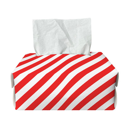 Red And White Candy Cane Striped Print Rectangle Tissue Box Cover
