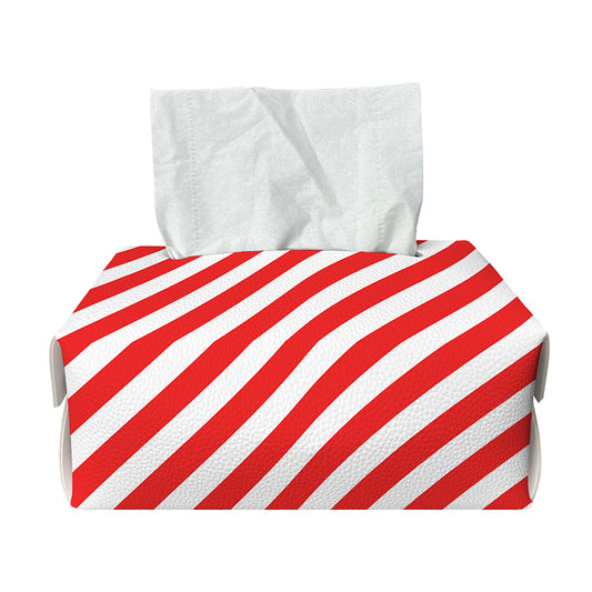Red And White Candy Cane Striped Print Rectangle Tissue Box Cover