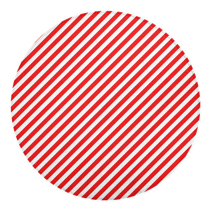 Red And White Candy Cane Striped Print Round Blanket