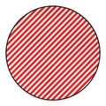 Red And White Candy Cane Striped Print Round Floor Mat