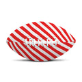 Red And White Candy Cane Striped Print Rugby Ball