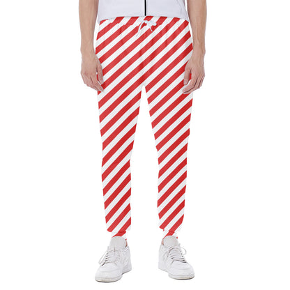 Red And White Candy Cane Striped Print Scuba Joggers