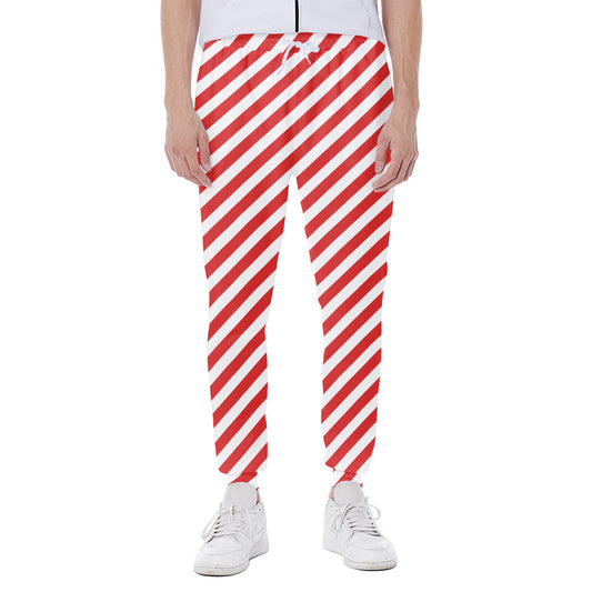 Red And White Candy Cane Striped Print Scuba Joggers