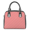 Red And White Candy Cane Striped Print Shoulder Handbag