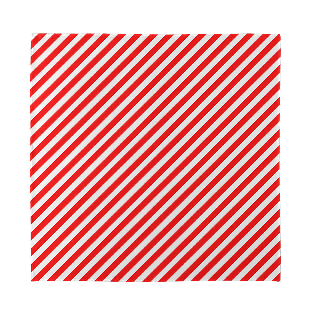 Red And White Candy Cane Striped Print Silk Bandana