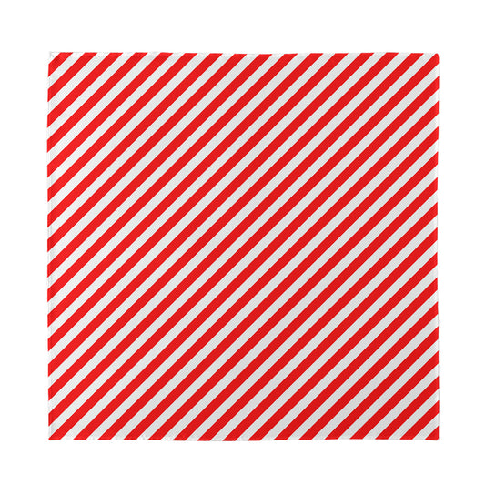Red And White Candy Cane Striped Print Silk Bandana