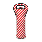 Red And White Candy Cane Striped Print Single Neoprene Wine Tote