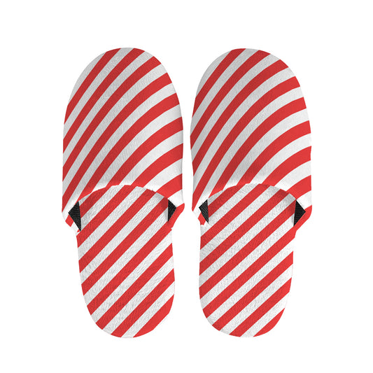 Red And White Candy Cane Striped Print Slippers