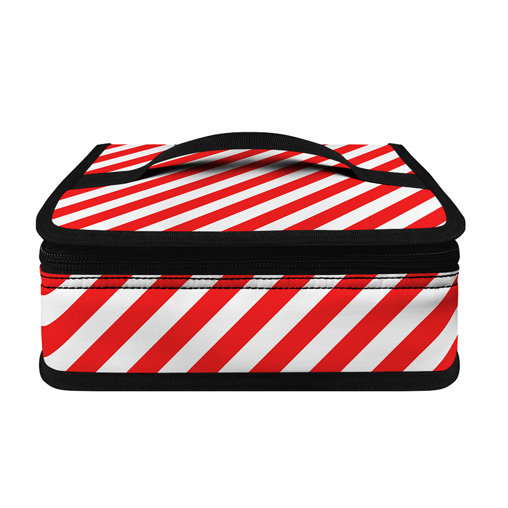 Red And White Candy Cane Striped Print Small Lunch Bag