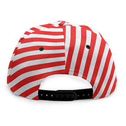 Red And White Candy Cane Striped Print Snapback Cap