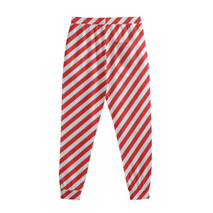 Red And White Candy Cane Striped Print Sweatpants