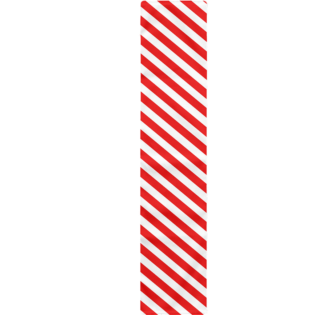 Red And White Candy Cane Striped Print Table Runner