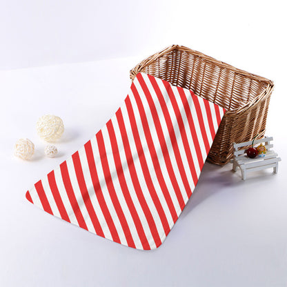 Red And White Candy Cane Striped Print Towel