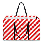 Red And White Candy Cane Striped Print Utility Tote Bag