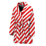 Red And White Candy Cane Striped Print Women's Bathrobe