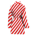 Red And White Candy Cane Striped Print Women's Bathrobe