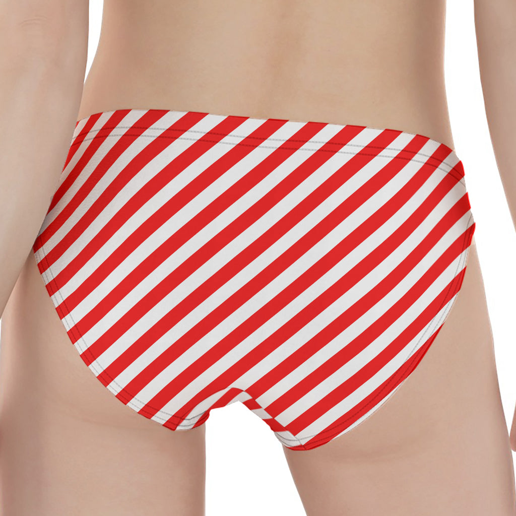 Red And White Candy Cane Striped Print Women's Panties