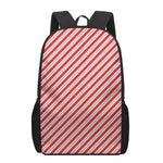 Red And White Candy Cane Stripes Print 17 Inch Backpack