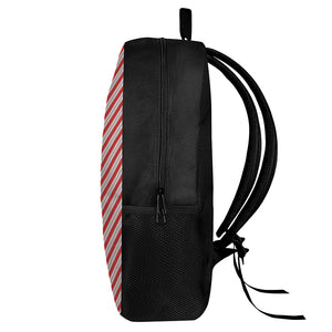 Red And White Candy Cane Stripes Print 17 Inch Backpack