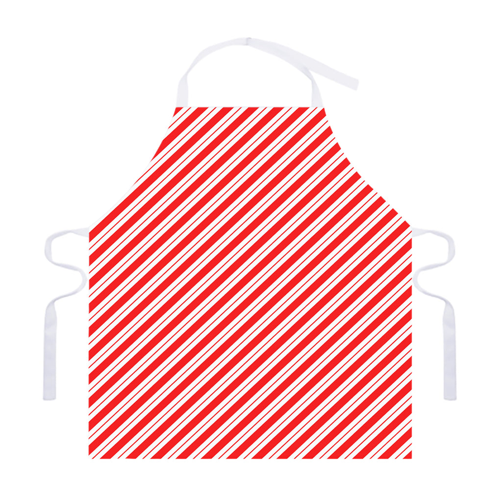 Red And White Candy Cane Stripes Print Adjustable Apron