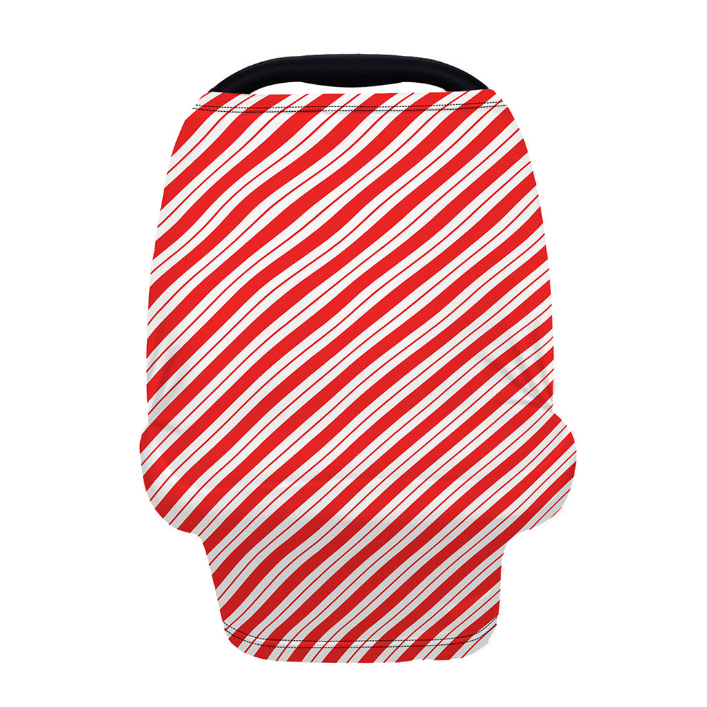 Red And White Candy Cane Stripes Print Baby Seat Cover