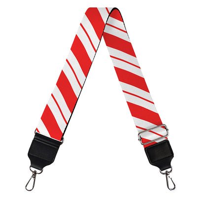 Red And White Candy Cane Stripes Print Bag Strap