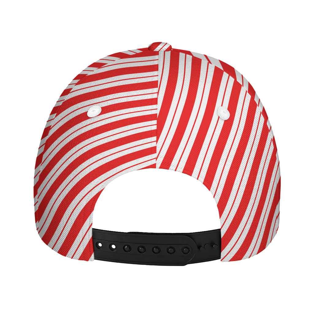 Red And White Candy Cane Stripes Print Baseball Cap
