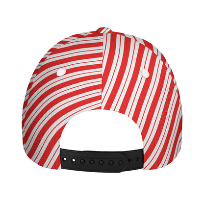 Red And White Candy Cane Stripes Print Baseball Cap