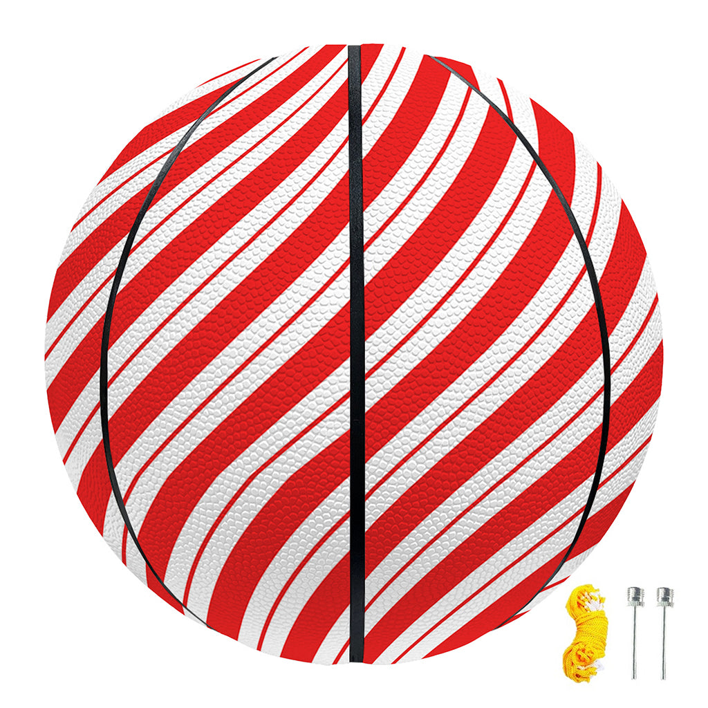 Red And White Candy Cane Stripes Print Basketball