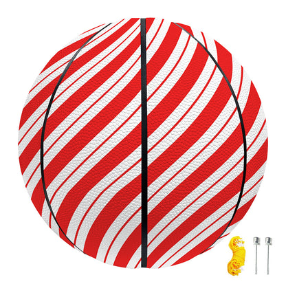 Red And White Candy Cane Stripes Print Basketball
