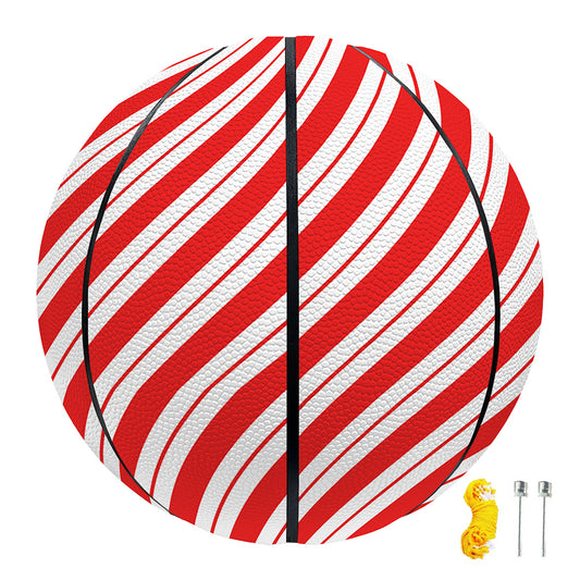 Red And White Candy Cane Stripes Print Basketball