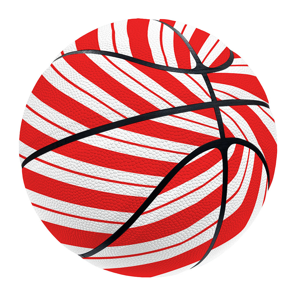 Red And White Candy Cane Stripes Print Basketball