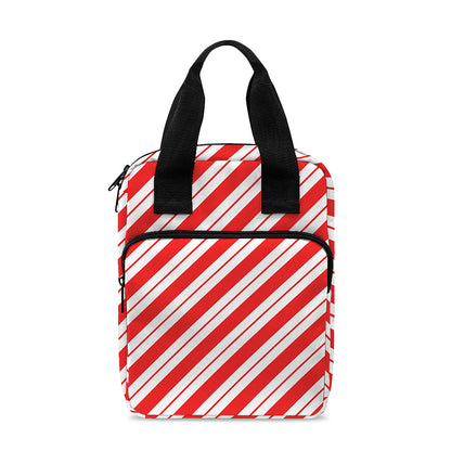Red And White Candy Cane Stripes Print Bible Tote Bag