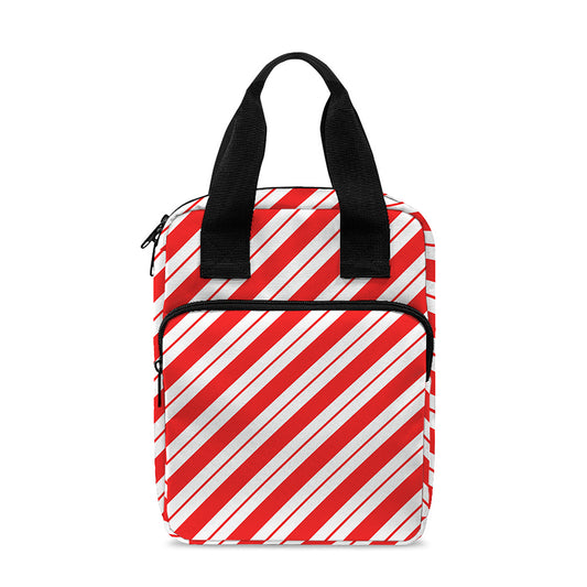 Red And White Candy Cane Stripes Print Bible Tote Bag