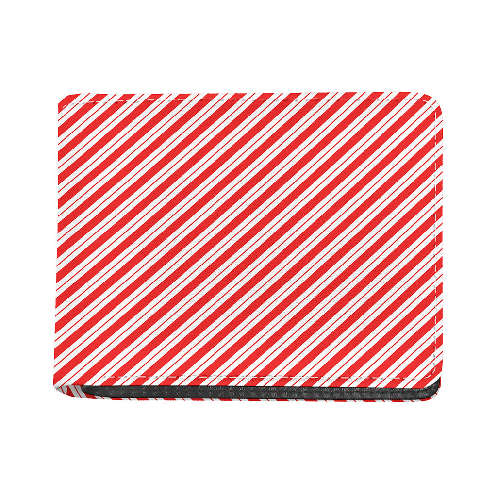 Red And White Candy Cane Stripes Print Bifold Wallet