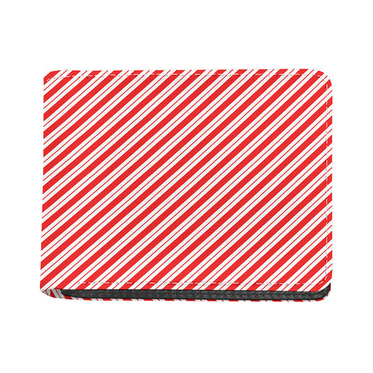Red And White Candy Cane Stripes Print Bifold Wallet