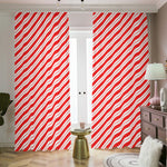 Red And White Candy Cane Stripes Print Blackout Pencil Pleat Curtains