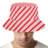 Red And White Candy Cane Stripes Print Bucket Hat