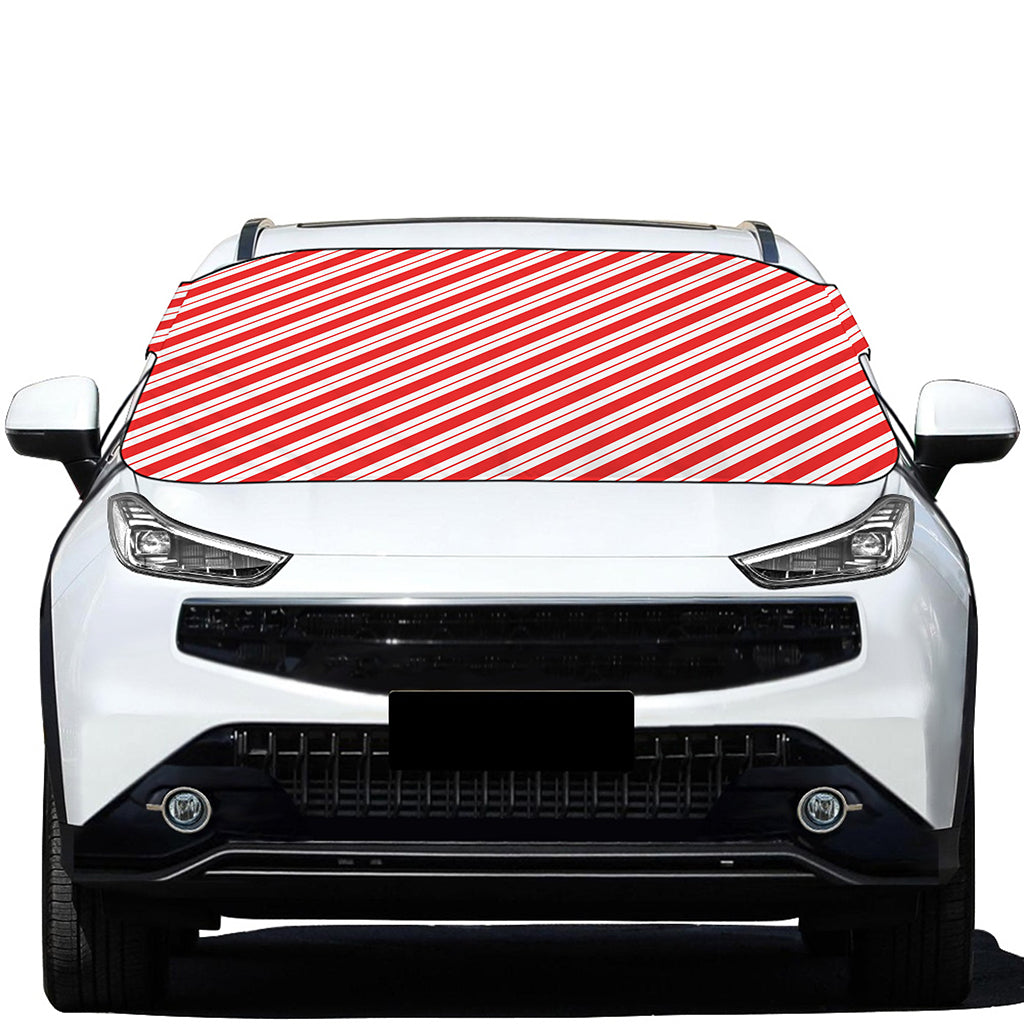 Red And White Candy Cane Stripes Print Car Windshield Snow Cover