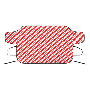 Red And White Candy Cane Stripes Print Car Windshield Snow Cover