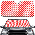 Red And White Candy Cane Stripes Print Car Windshield Sun Shade