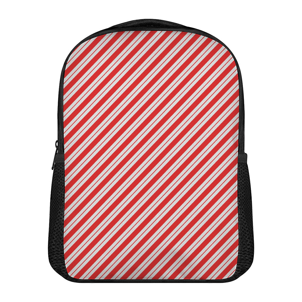 Red And White Candy Cane Stripes Print Casual Backpack