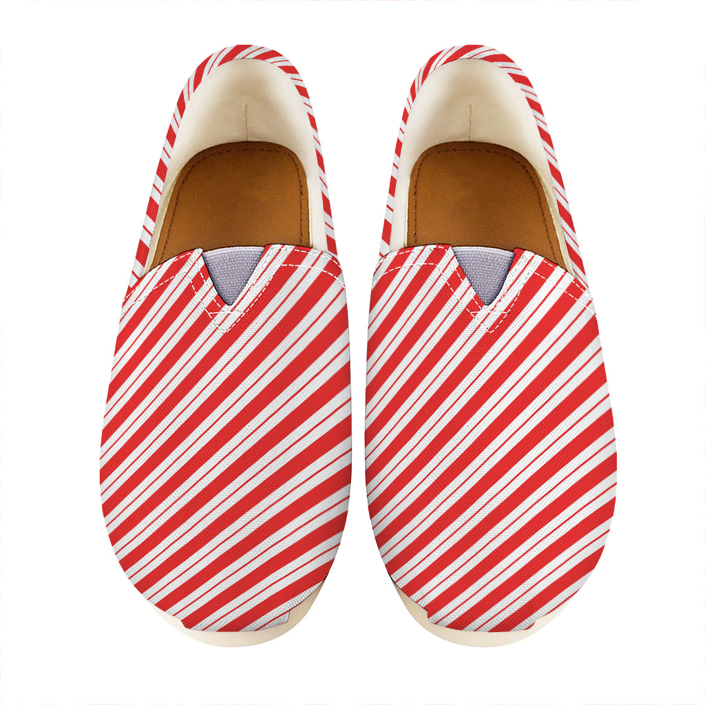 Red And White Candy Cane Stripes Print Casual Shoes