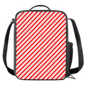Red And White Candy Cane Stripes Print Crossbody Lunch Bag