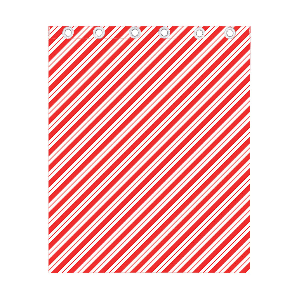 Red And White Candy Cane Stripes Print Curtain