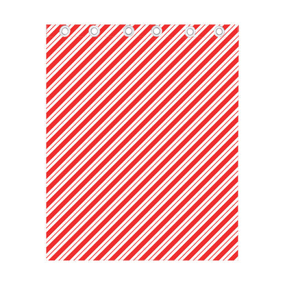 Red And White Candy Cane Stripes Print Curtain